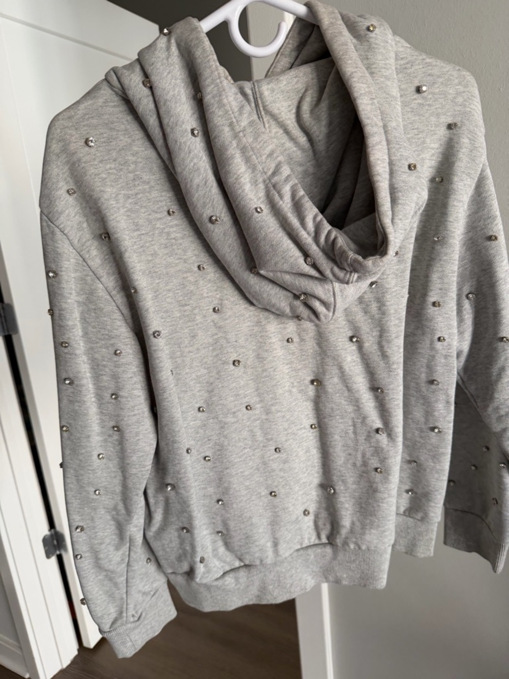Women GIAMBATISTA Valli for H&M Gray Crewneck Hoodie with Stud Embellishments - Picture 8 of 15